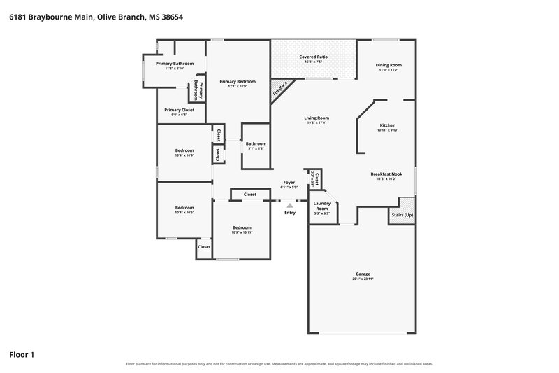 2,295/Mo, 6181 Braybourne Main Olive Branch, MS 38654 Floor Plan View