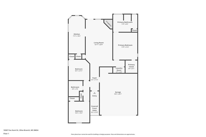 1,700/Mo, 10267 Fox Hunt Dr Olive Branch, MS 38654 Floor Plan View