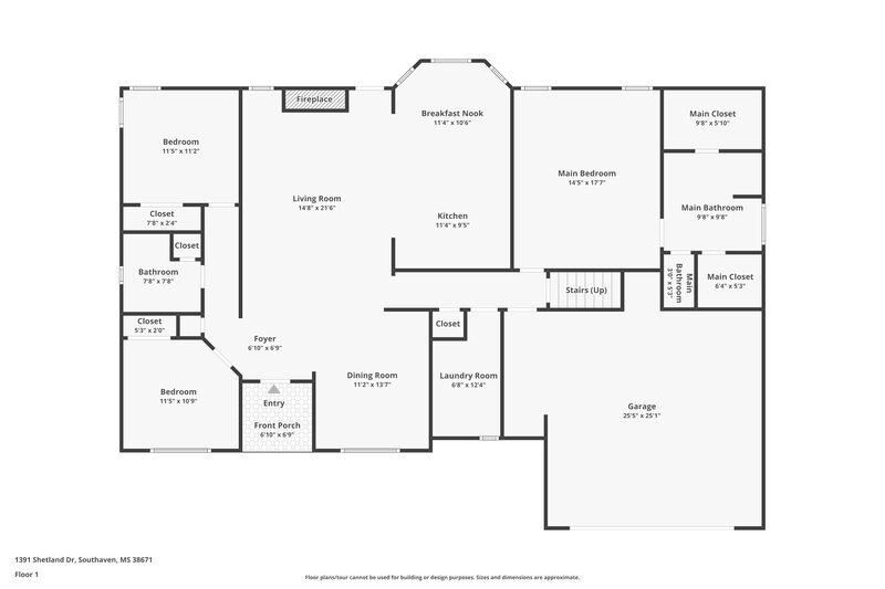 2,240/Mo, 1391 Shetland Dr Southaven, MS 38671 Floor Plan View