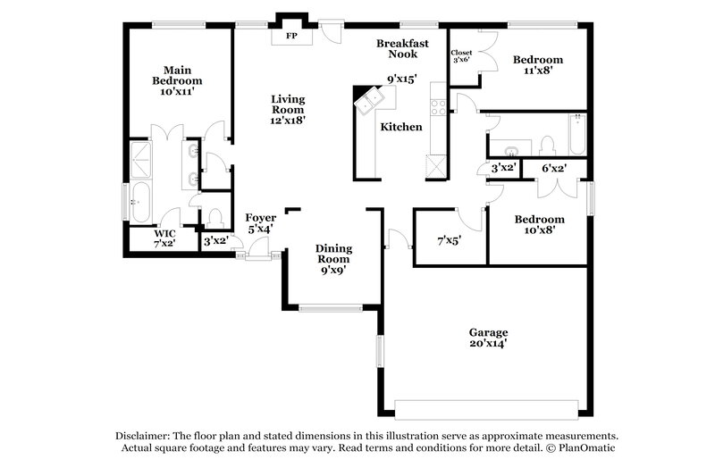1,840/Mo, 8359 Windsor Ln Southaven, MS 38672 Floor Plan View