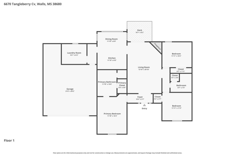 1,955/Mo, 6670 Tangleberry Cove Walls, MS 38680 Floorplan View