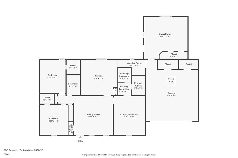1,565/Mo, 6845 Dunbarton Dr Horn Lake, MS 38637 Floor Plan View