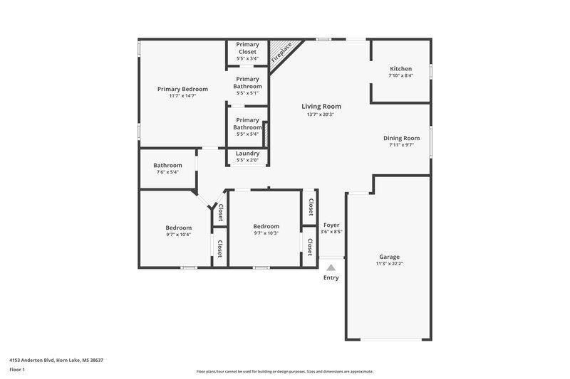 1,455/Mo, 4153 Anderton Blvd Horn Lake, MS 38637 Floor Plan View