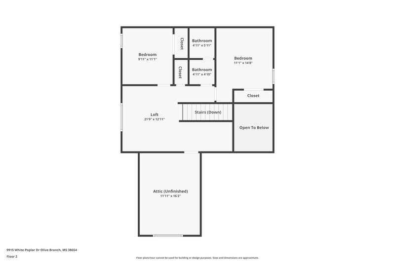 1,805/Mo, 9915 White Poplar Dr Olive Branch, MS 38654 Floor Plan View 2