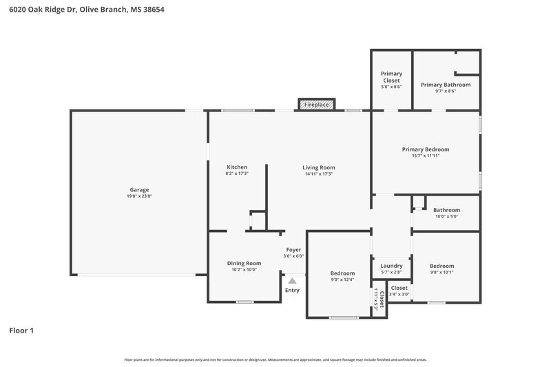 1,935/Mo, 6020 Oak Ridge Dr Olive Branch, MS 38654 Floor Plan View
