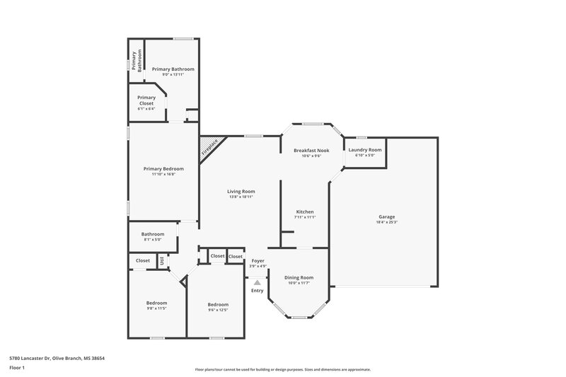 1,715/Mo, 5780 Lancaster Dr Olive Branch, MS 38654 Floor Plan View