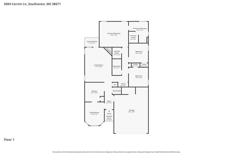 2,080/Mo, 5604 Corvin Ln Southaven, MS 38671 Floor Plan View