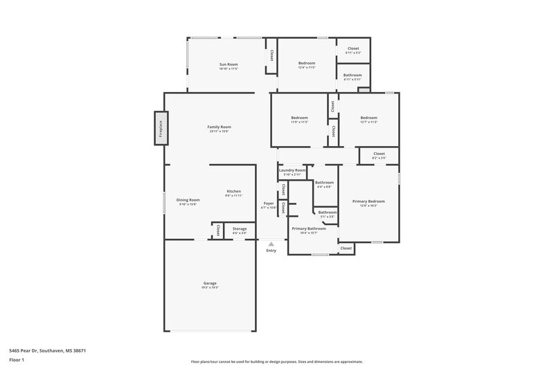 1,920/Mo, 5465 Pear Dr Southaven, MS 38671 Floor Plan View