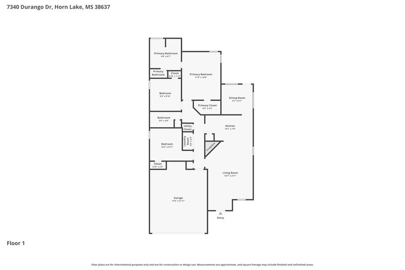 1,720/Mo, 7340 Durango Dr Horn Lake, MS 38637 Floor Plan View