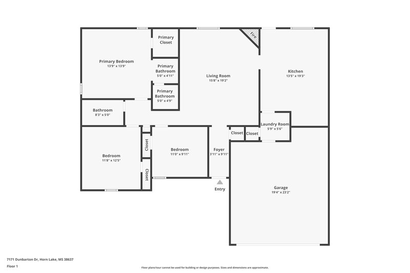 1,700/Mo, 7171 Dunbarton Dr Horn Lake, MS 38637 Floor Plan View