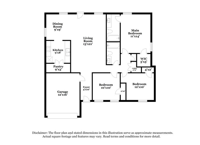 1,435/Mo, 3421 Laurelwood St Horn Lake, MS 38637 Floor Plan View