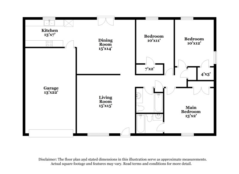 1,395/Mo, 3570 Bryn Mawr Dr Horn Lake, MS 38637 Floor Plan View