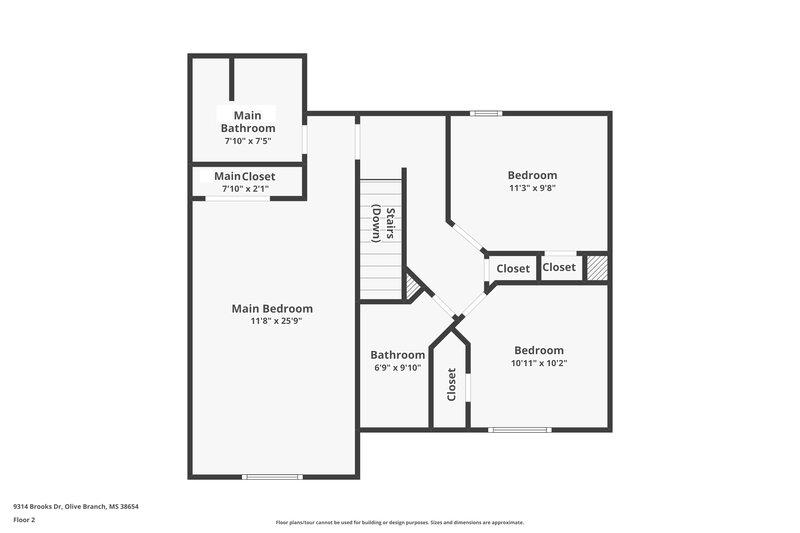 1,610/Mo, 9314 Brooks Dr Olive Branch, MS 38654 Floorplan View 2