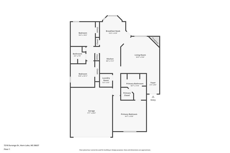 1,710/Mo, 7218 Durango Dr Horn Lake, MS 38637 Floor Plan View