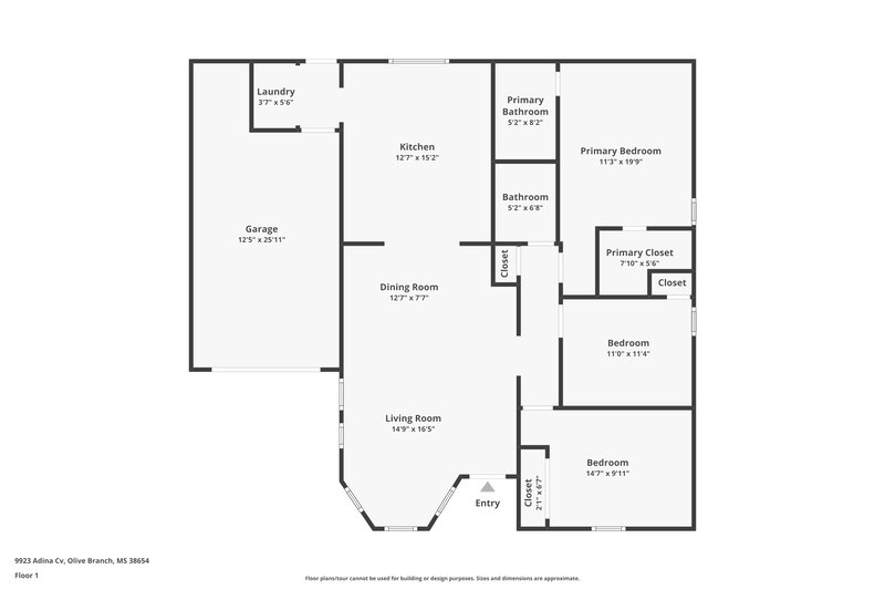 1,615/Mo, 9923 Adina Cove Olive Branch, MS 38654 Floor Plan View