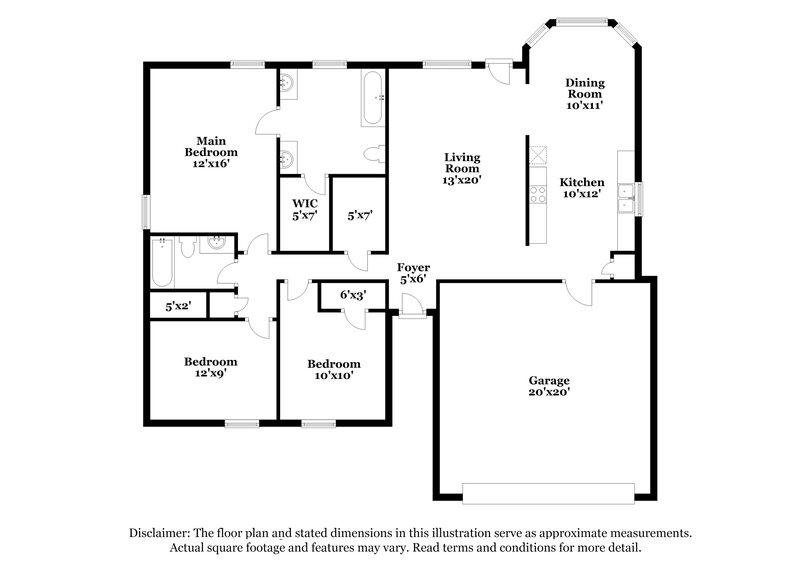1,615/Mo, 9889 Leigh Ann Dr Olive Branch, MS 38654 Floor Plan View
