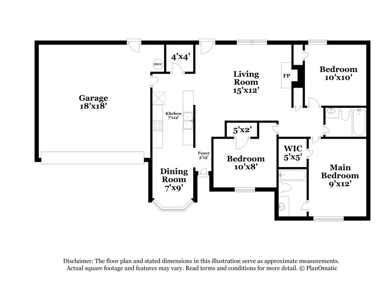 1,730/Mo, 7845 Sarah Ann Dr S Southaven, MS 38671 Floor Plan View