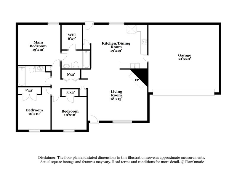 1,640/Mo, 6461 Shadow Cross Ln Horn Lake, MS 38637 Floor Plan View