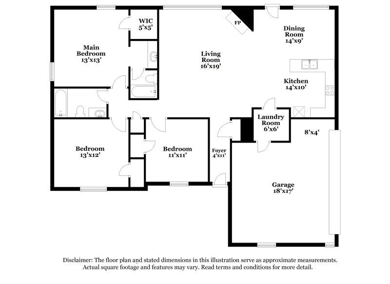 1,615/Mo, 7214 Brenwood Dr Horn Lake, MS 38637 Floor Plan View