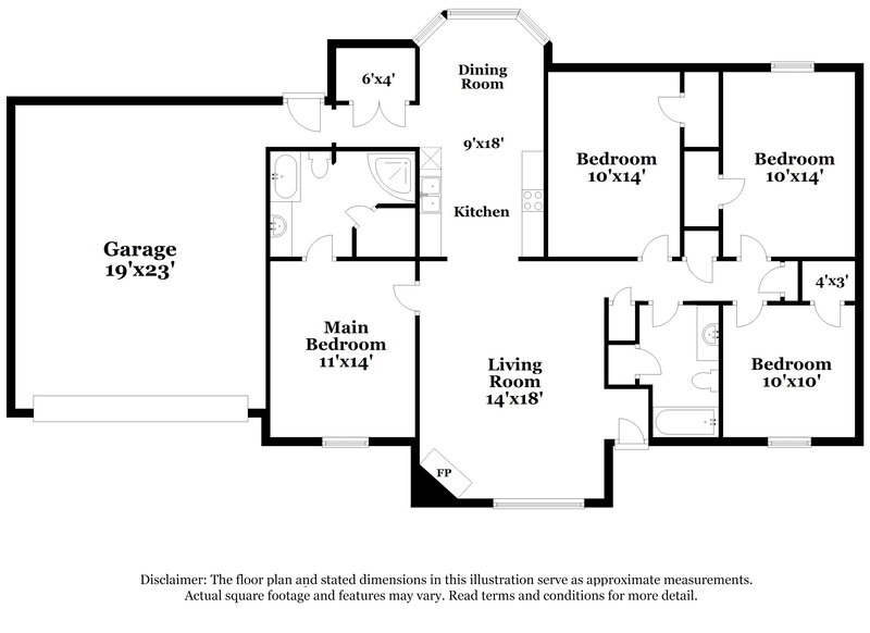 1,705/Mo, 2634 Pintail Dr Horn Lake, MS 38637 Floor Plan View