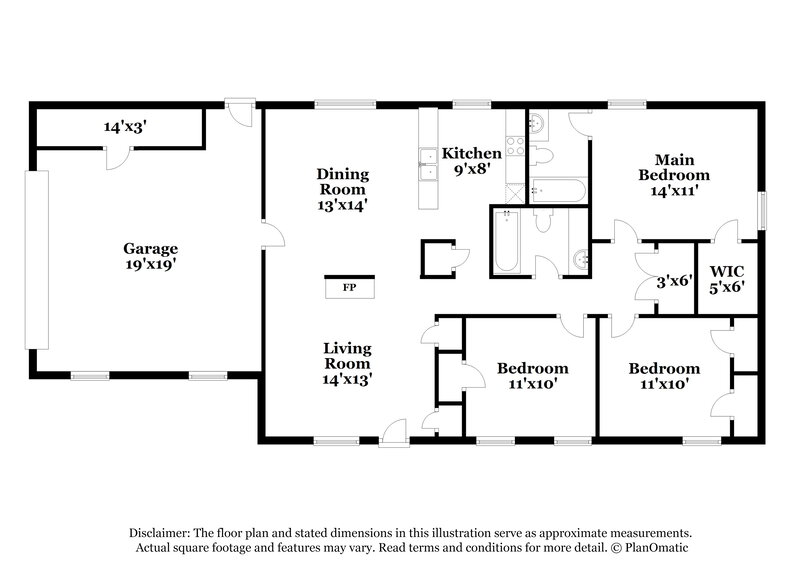1,360/Mo, 3399 Bayberry Dr Horn Lake, MS 38637 Floor Plan View
