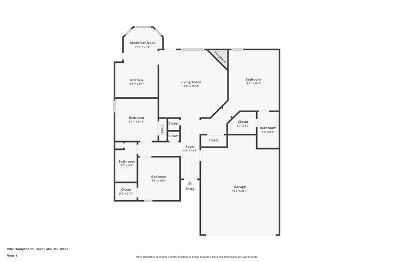 1,530/Mo, 7082 Hampton Dr Horn Lake, MS 38637 Floor Plan View