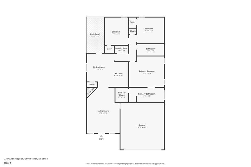 1,725/Mo, 7787 Allen Ridge Ln Olive Branch, MS 38654 Floor Plan View