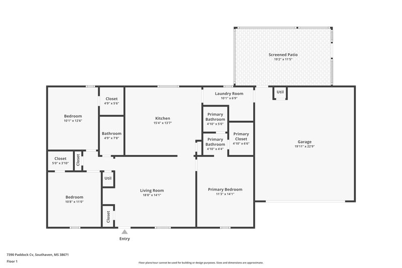 1,710/Mo, 7390 Paddock Cove Southaven, MS 38671 Floor Plan View