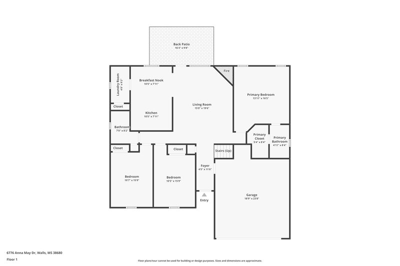 1,610/Mo, 6776 Anna May Dr Walls, MS 38680 Floor Plan View