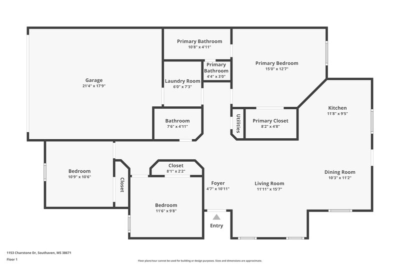 1,635/Mo, 1153 Charstone Dr Southaven, MS 38671 Floor Plan View