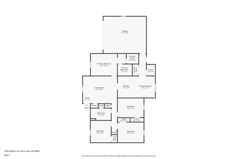 1,730/Mo, 7165 Redfern Dr Horn Lake, MS 38637 Floor Plan View