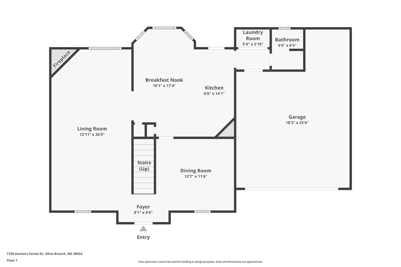 1,800/Mo, 7150 Hunters Forest Dr Olive Branch, MS 38654 Floor Plan View