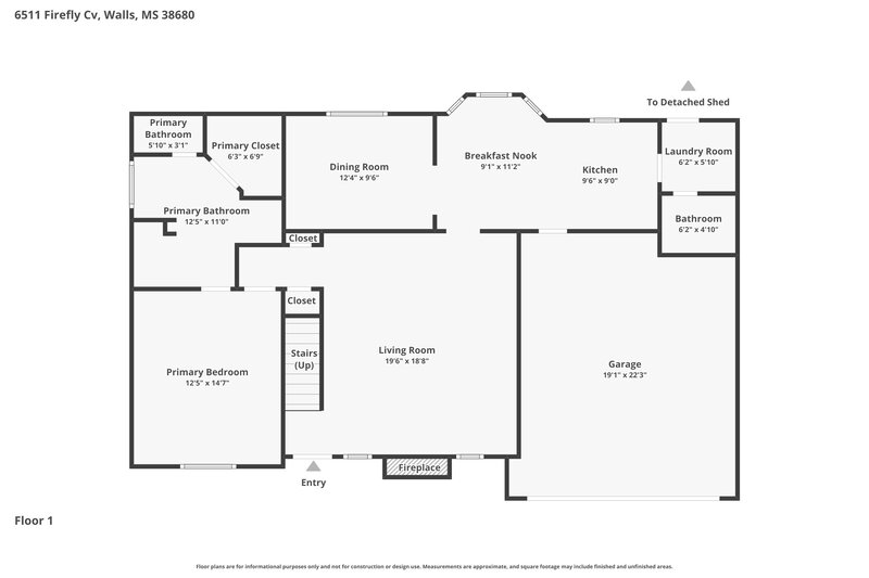 1,880/Mo, 6511 Firefly Cove Walls, MS 38680 Floor Plan View 2