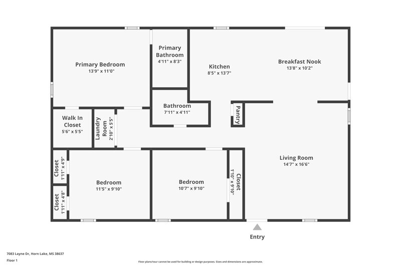 2,380/Mo, 7083 Layne Dr Horn Lake, MS 38637 Floor Plan View