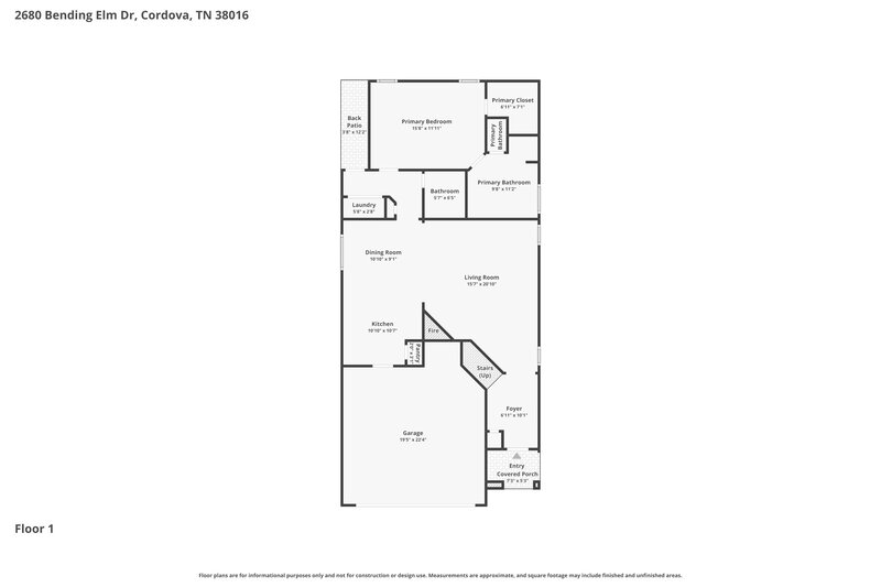 1,900/Mo, 2680 Bending Elm Dr Cordova, TN 38016 Floor Plan View