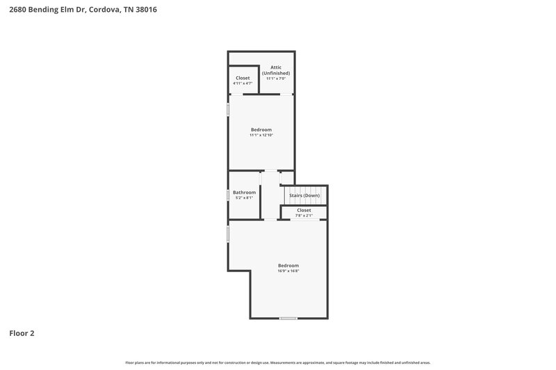 1,900/Mo, 2680 Bending Elm Dr Cordova, TN 38016 Floor Plan View 2