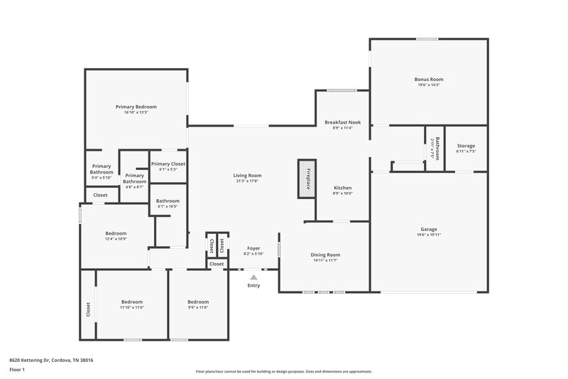 1,765/Mo, 8620 Kettering Dr Cordova, TN 38016 Floor Plan View