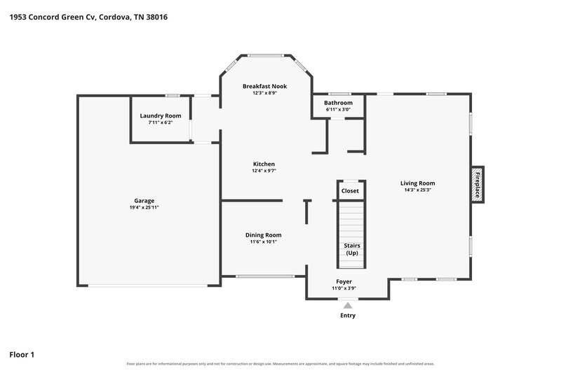 1,970/Mo, 1953 Concord Green Cove Cordova, TN 38016 Floor Plan View