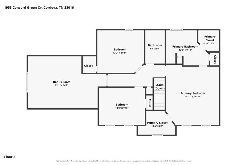 1,970/Mo, 1953 Concord Green Cove Cordova, TN 38016 Floor Plan View 2