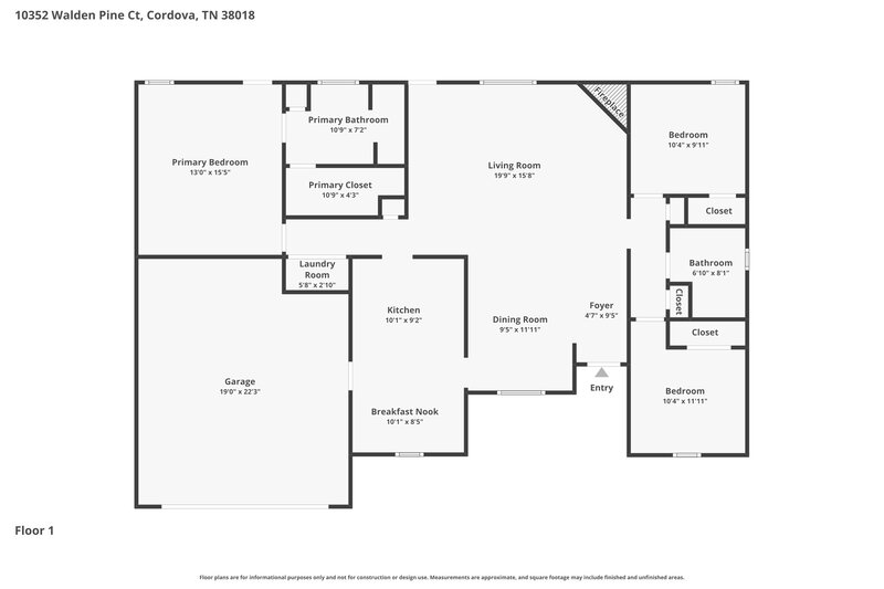 1,865/Mo, 10352 Walden Pine Ct Cordova, TN 38018 Floor Plan View