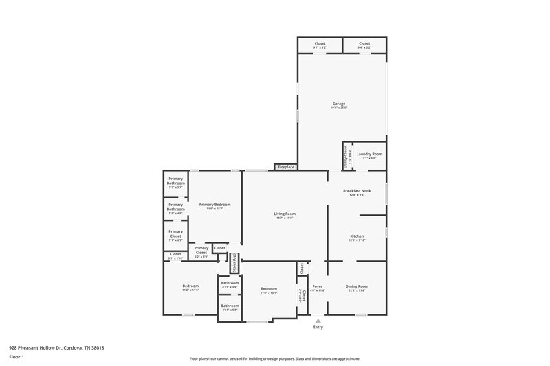 1,545/Mo, 928 Pheasant Hollow Dr Cordova, TN 38018 Floor Plan View