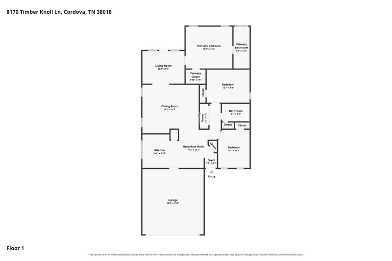 0/Mo, 8170 Timber Knoll Ln Cordova, TN 38018 Floor Plan View