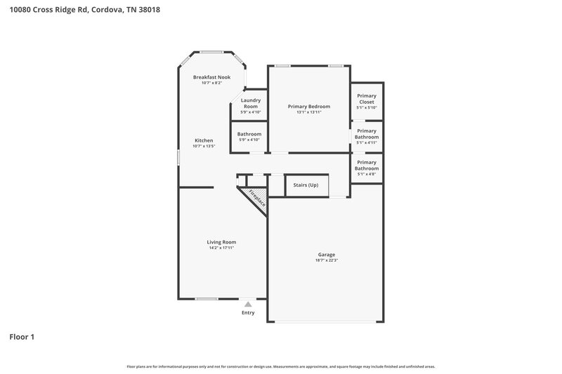 1,970/Mo, 10080 Cross Ridge Rd Cordova, TN 38018 Floor Plan View