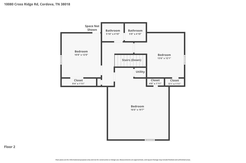 1,970/Mo, 10080 Cross Ridge Rd Cordova, TN 38018 Floor Plan View 2