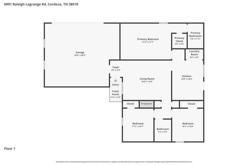 1,625/Mo, 6991 Raleigh Lagrange Rd Cordova, TN 38018 Floor Plan View