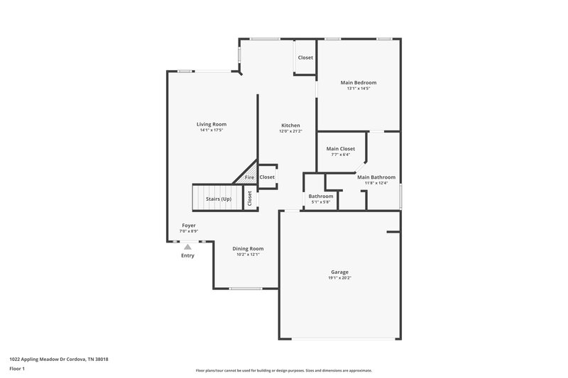 2,015/Mo, 1022 Appling Meadow Dr Cordova, TN 38018 Floor Plan View