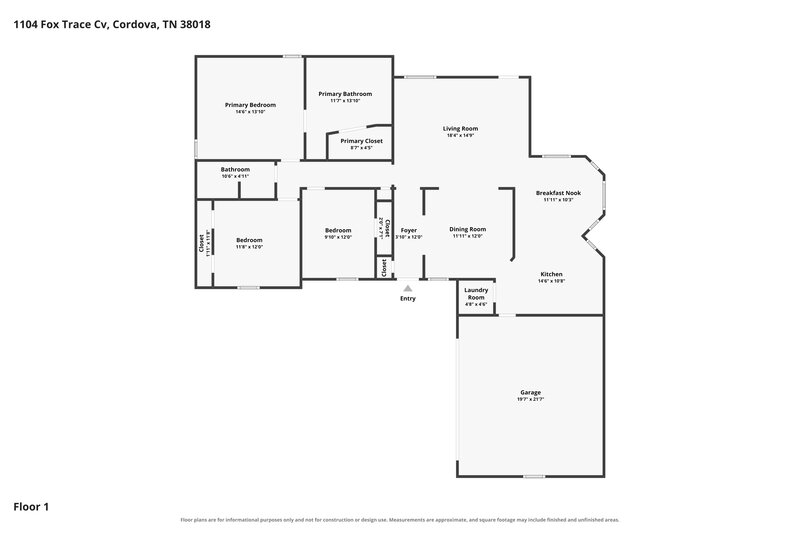 0/Mo, 1104 Fox Trace Cove Cordova, TN 38018 Floor Plan View