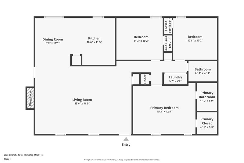 1,800/Mo, 3925 Birchshade Cv Memphis, TN 38115 Floor Plan View
