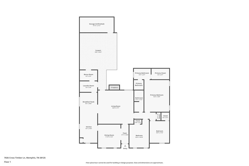 1,580/Mo, 7026 Cross Timber Ln Memphis, TN 38125 Floorplan View