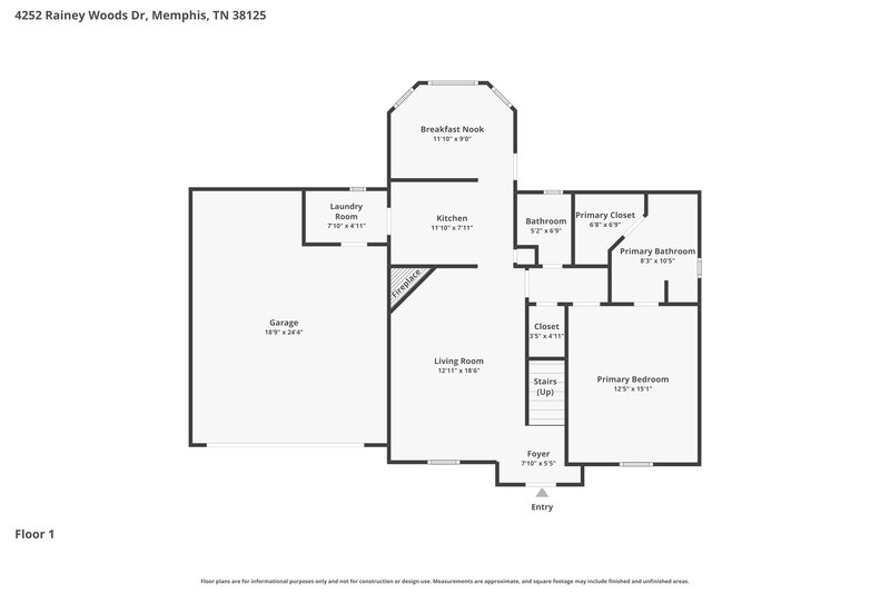 2,060/Mo, 4252 Rainey Woods Dr Memphis, TN 38125 Floor Plan View